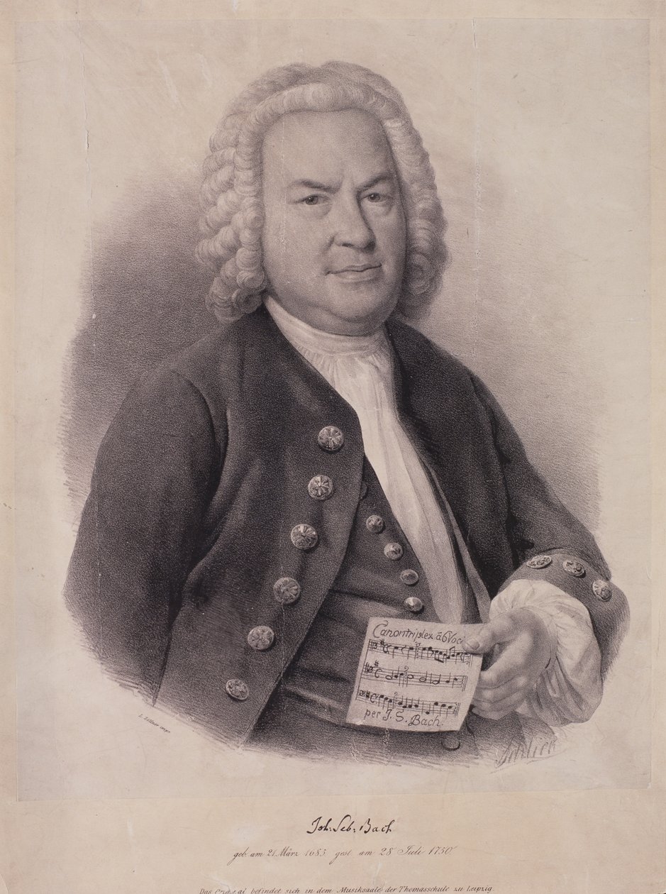 Portræt af Johann Sebastian Bach (1685-1750) indgraveret af F.G. Schlick, 1840 af German School