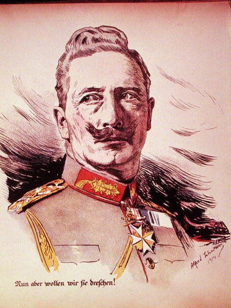 Portræt af Kaiser Wilhelm II (1859-1941) 1914 (farve litho) af German School