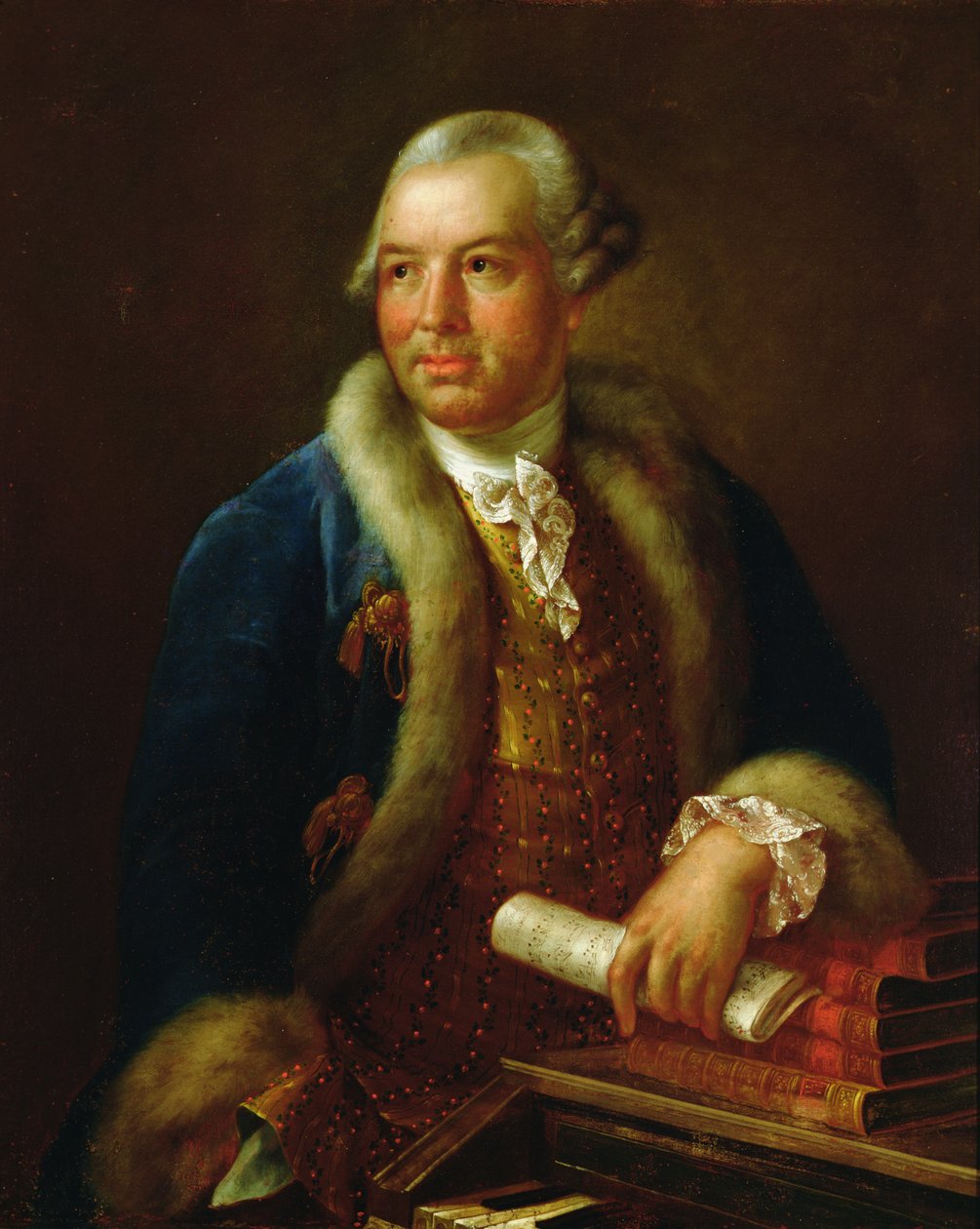 Portræt af den tyske komponist Christoph Willibald von Gluck (1714-1787) (olie på lærred) af German School