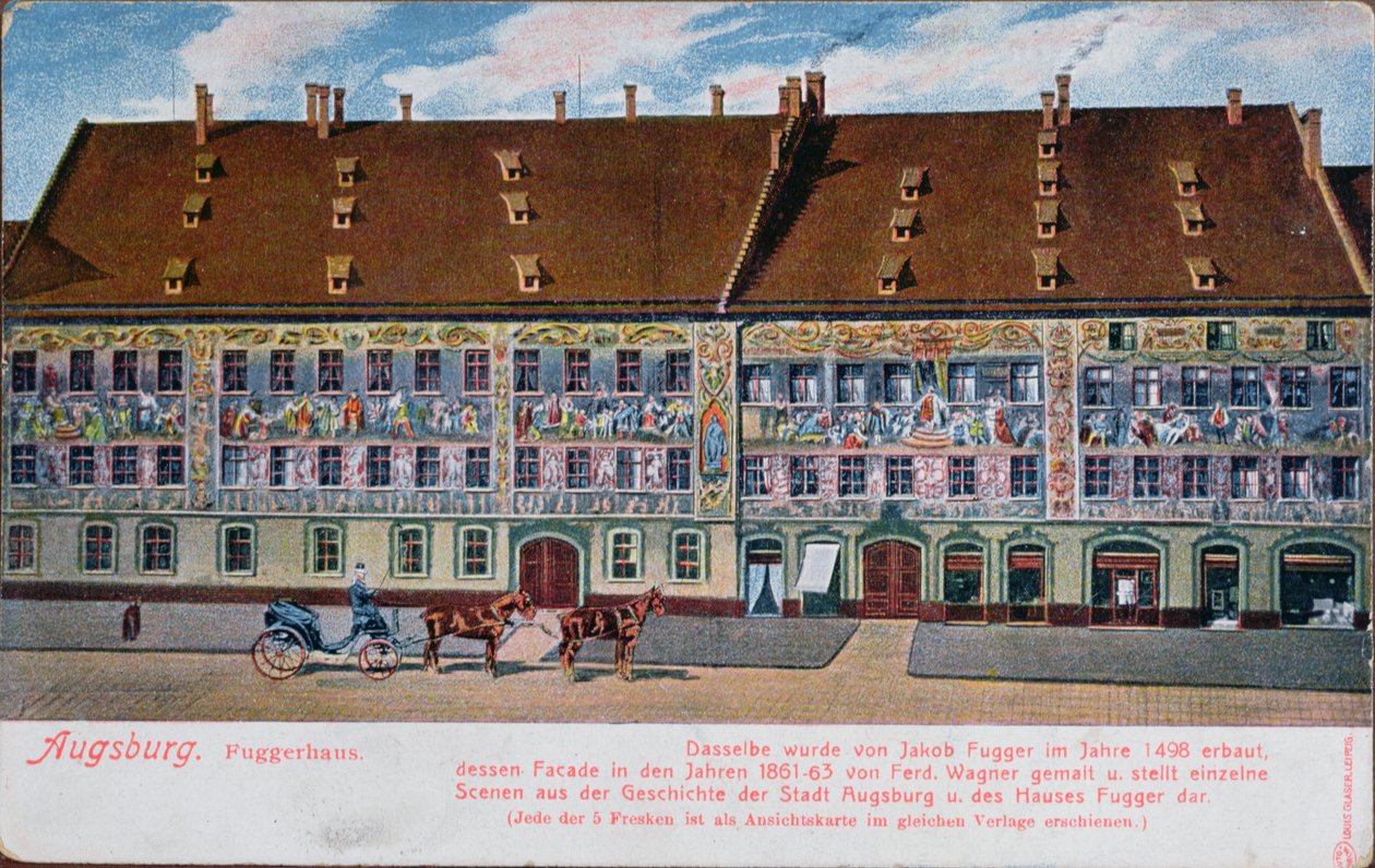 Postkort forestillende Fuggerhaus, Augsburg af German School