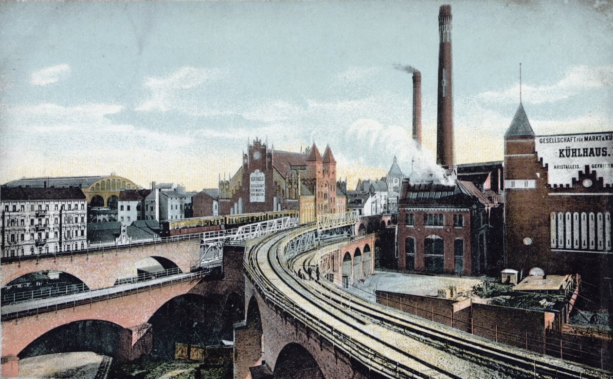 Postkort, der forestiller Overground Metro i Berlin, før 1910 af German School