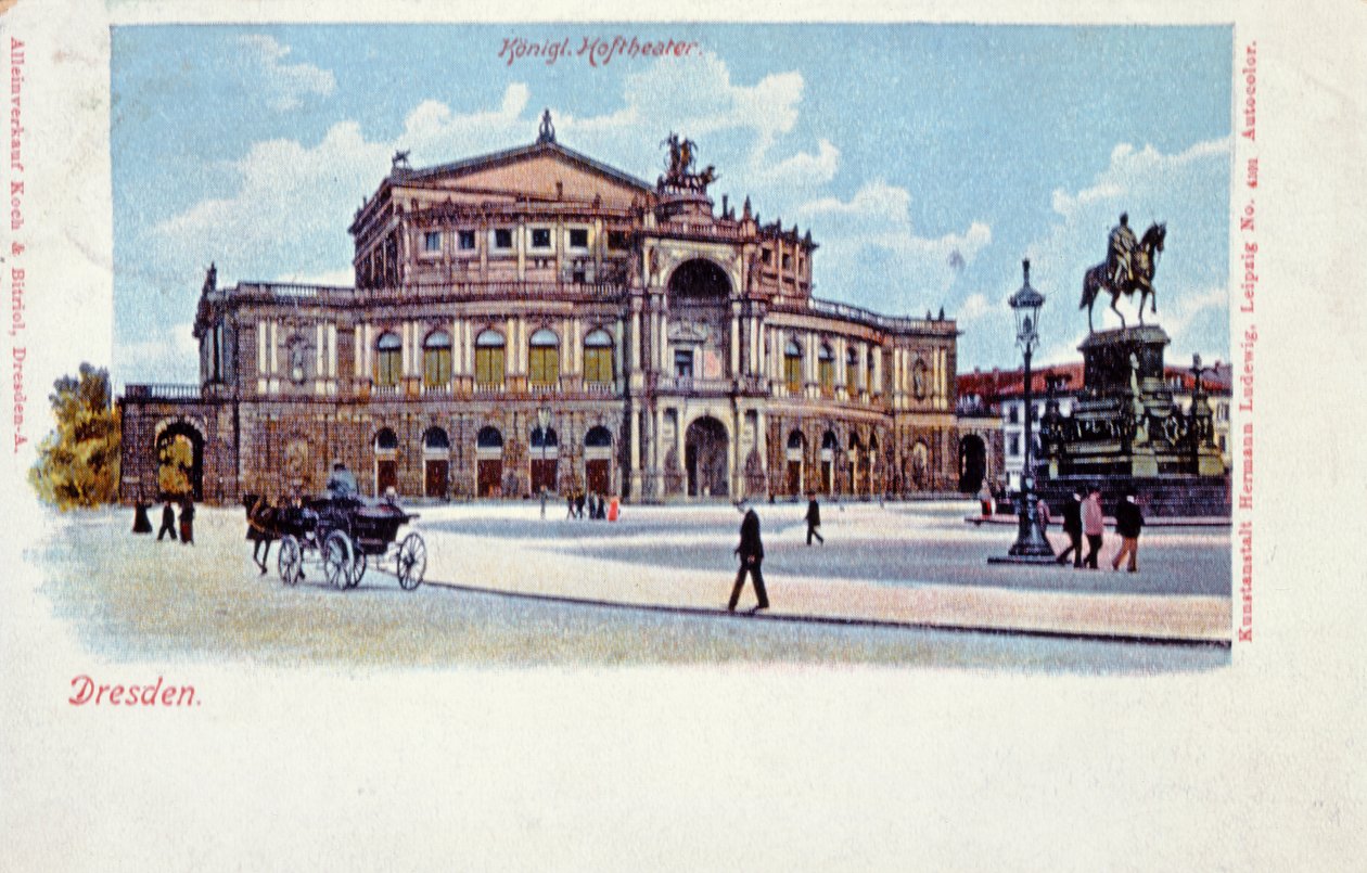 Postkort forestillende Semper Opera House, Dresden, ca. 1900 af German School