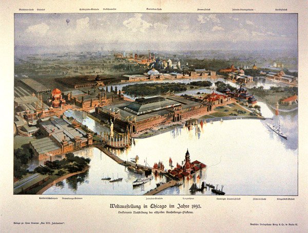Plakat for verdensudstillingen i Chicago i 1893 (farvelitografi) af German School