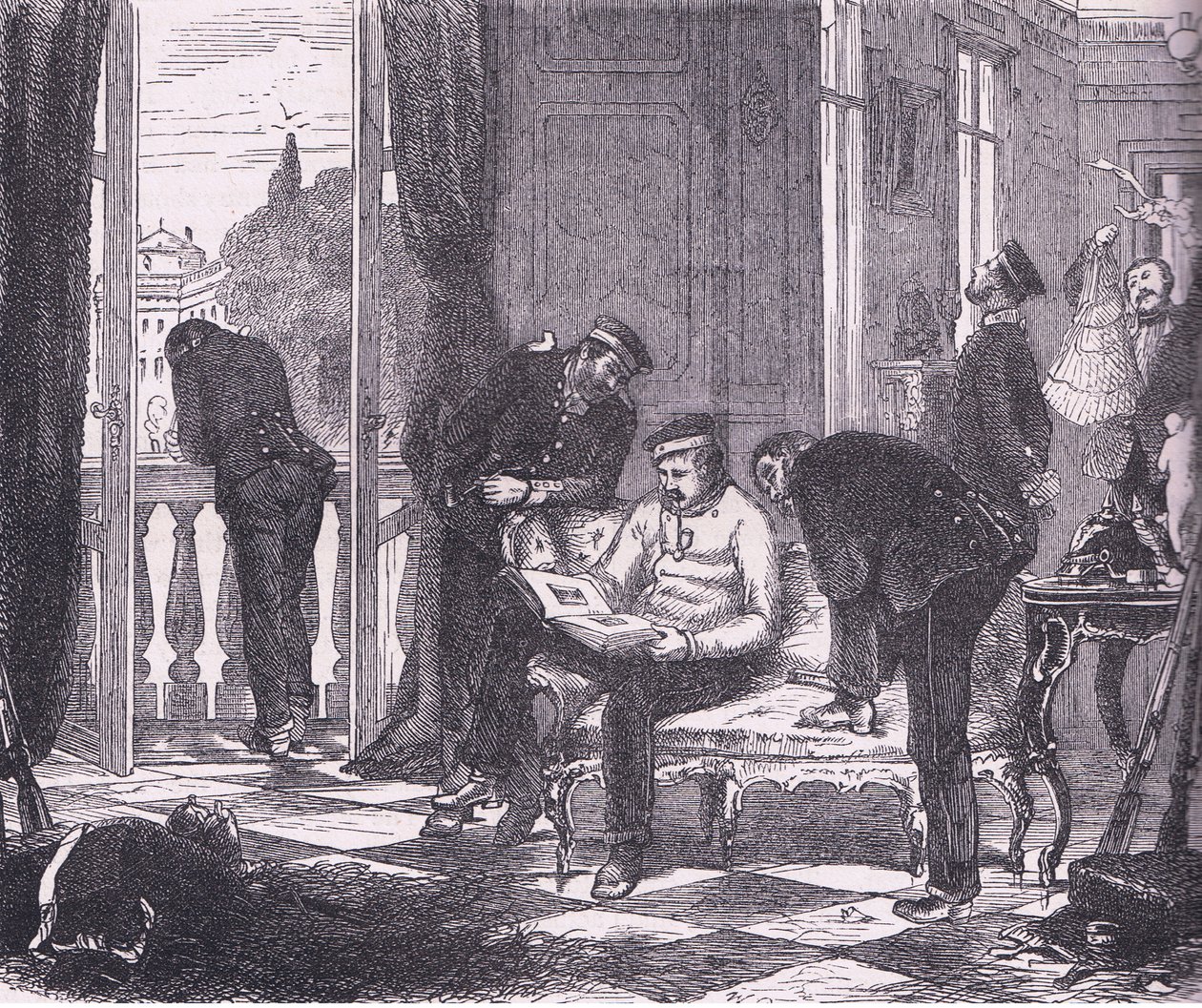 Preussere i besættelse af en villa nær Paris, Cassells historie om krigen mellem Frankrig og Tyskland udgivet af Cassell and Company Limited, ca. 1890 (litho) af German School