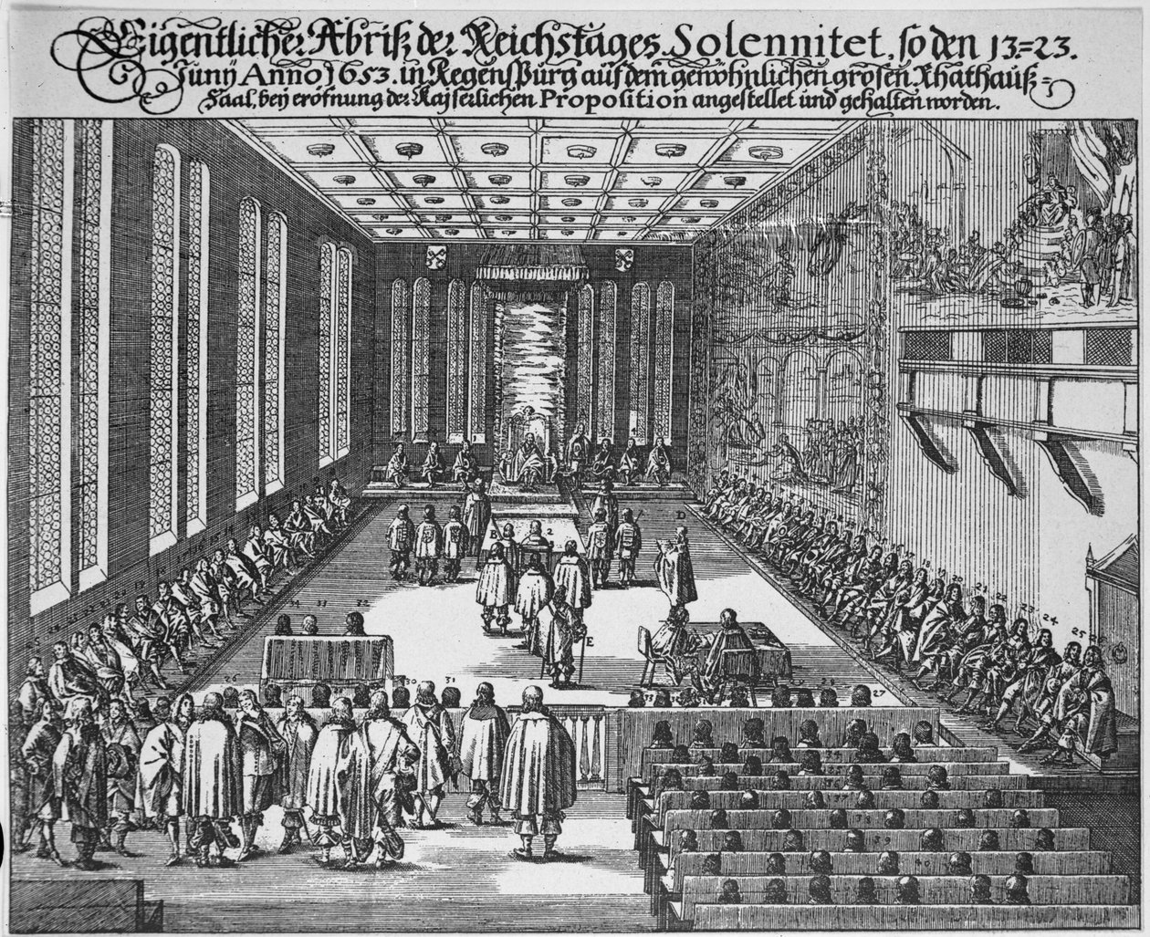 Rigsdagen i Regensburg i den store rådssal, Regensburg af German School