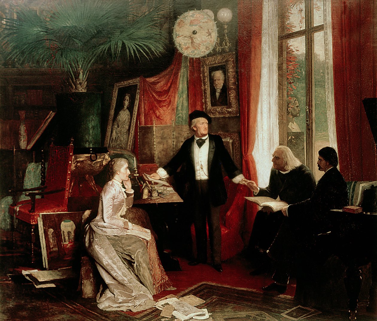 Richard Wagner med Franz Liszt og Liszts datter Cosima af German School