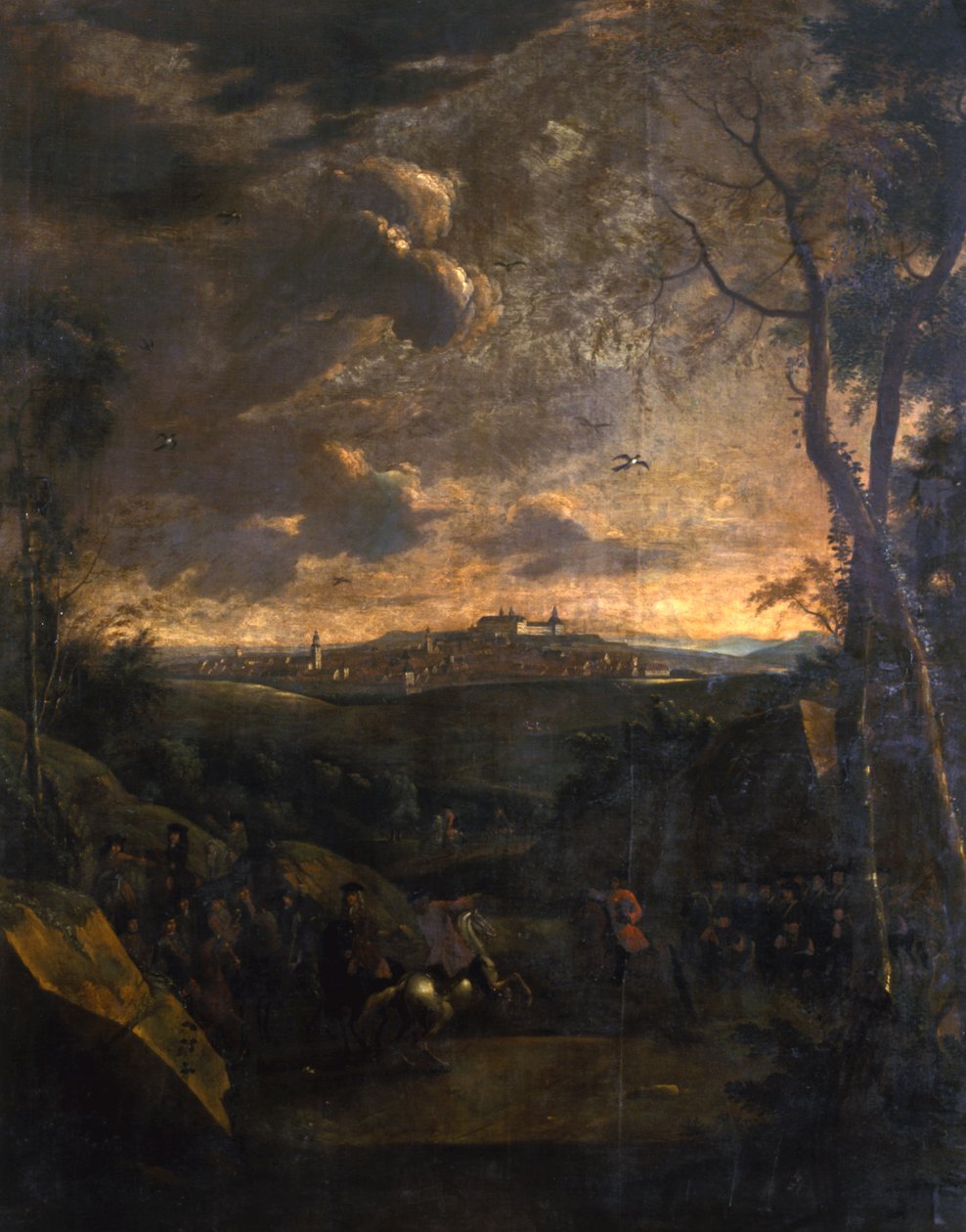 Rytter før udsigt over Gotha og Friedenstein Slot, 1751-1800 af German School