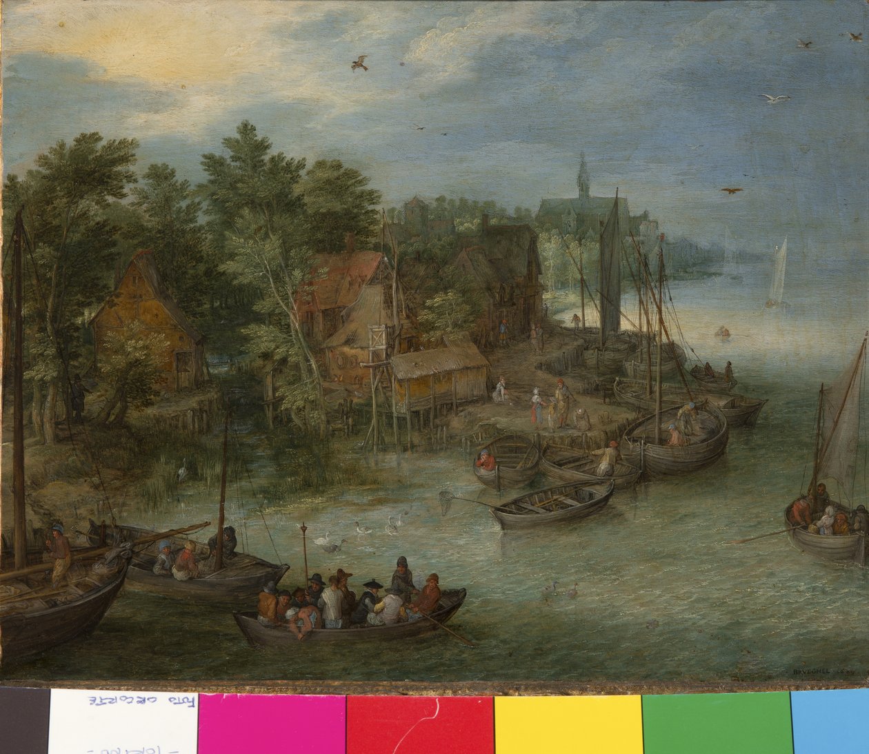 Flodlandskab med landgang, 1603 af German School