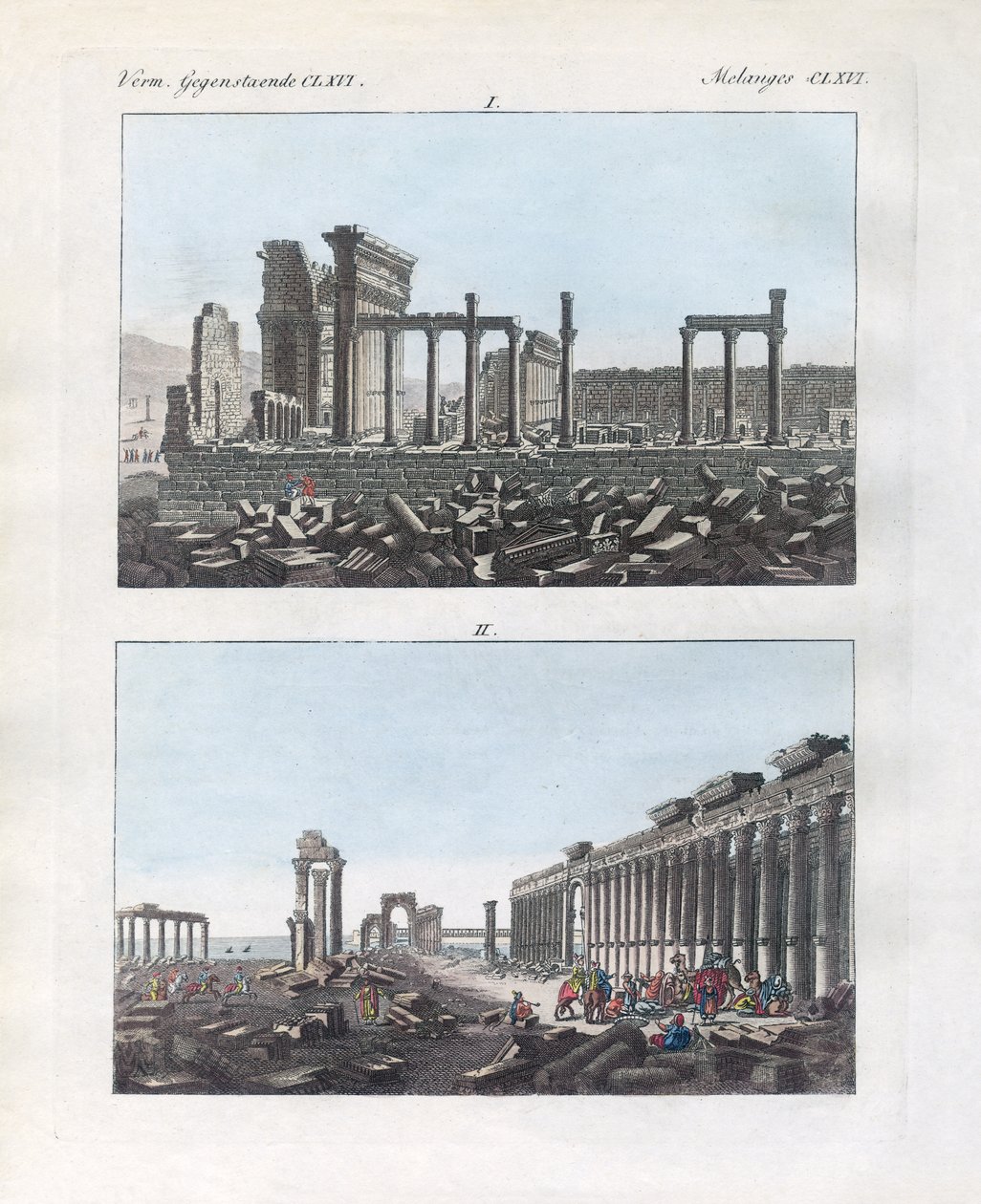 Ruinerne af Palmyra (farvet gravering) af German School