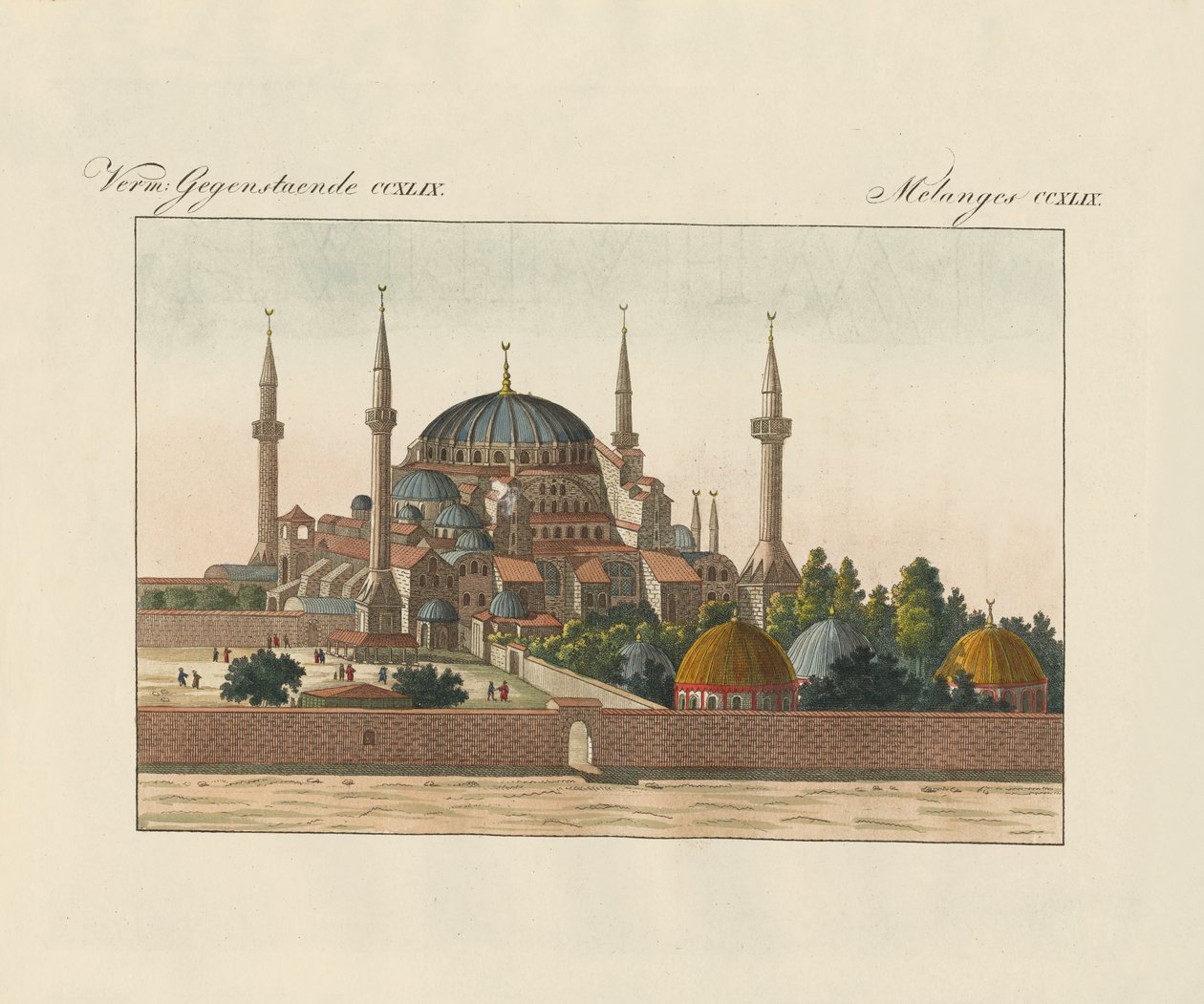 Saint-Sophia-katedralen i Konstantinopel (farvet gravering) af German School