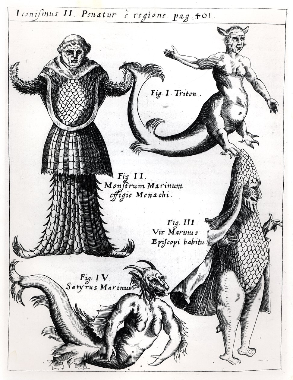 Sømonstre, illustration fra Physica Curiosa af Gaspar Schott S.J. (1608-66), udgivet Würzburg 1662 af German School