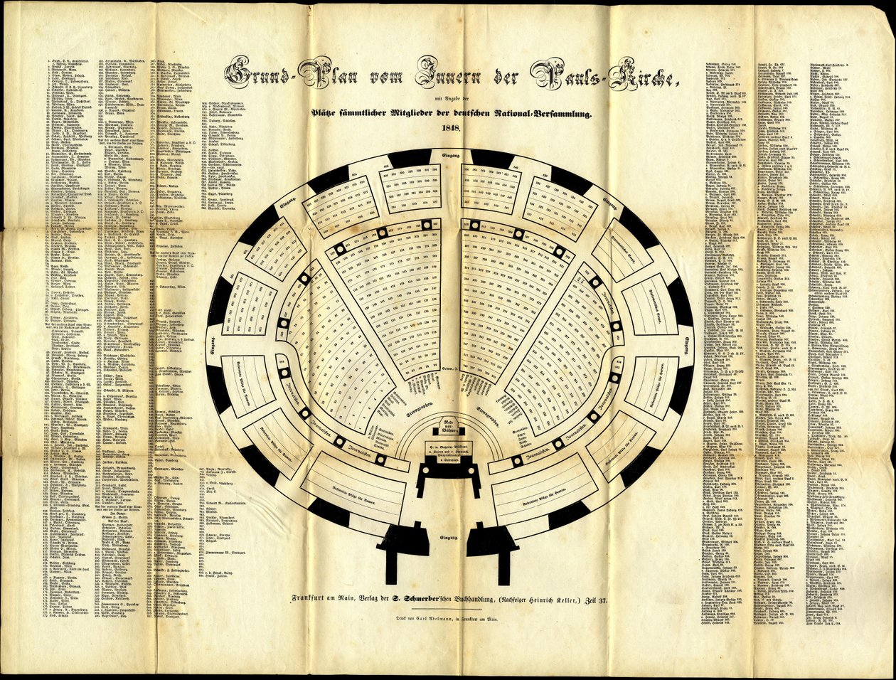 Sædeplan for St. Pauls Church Nationalforsamling, 1848 af German School