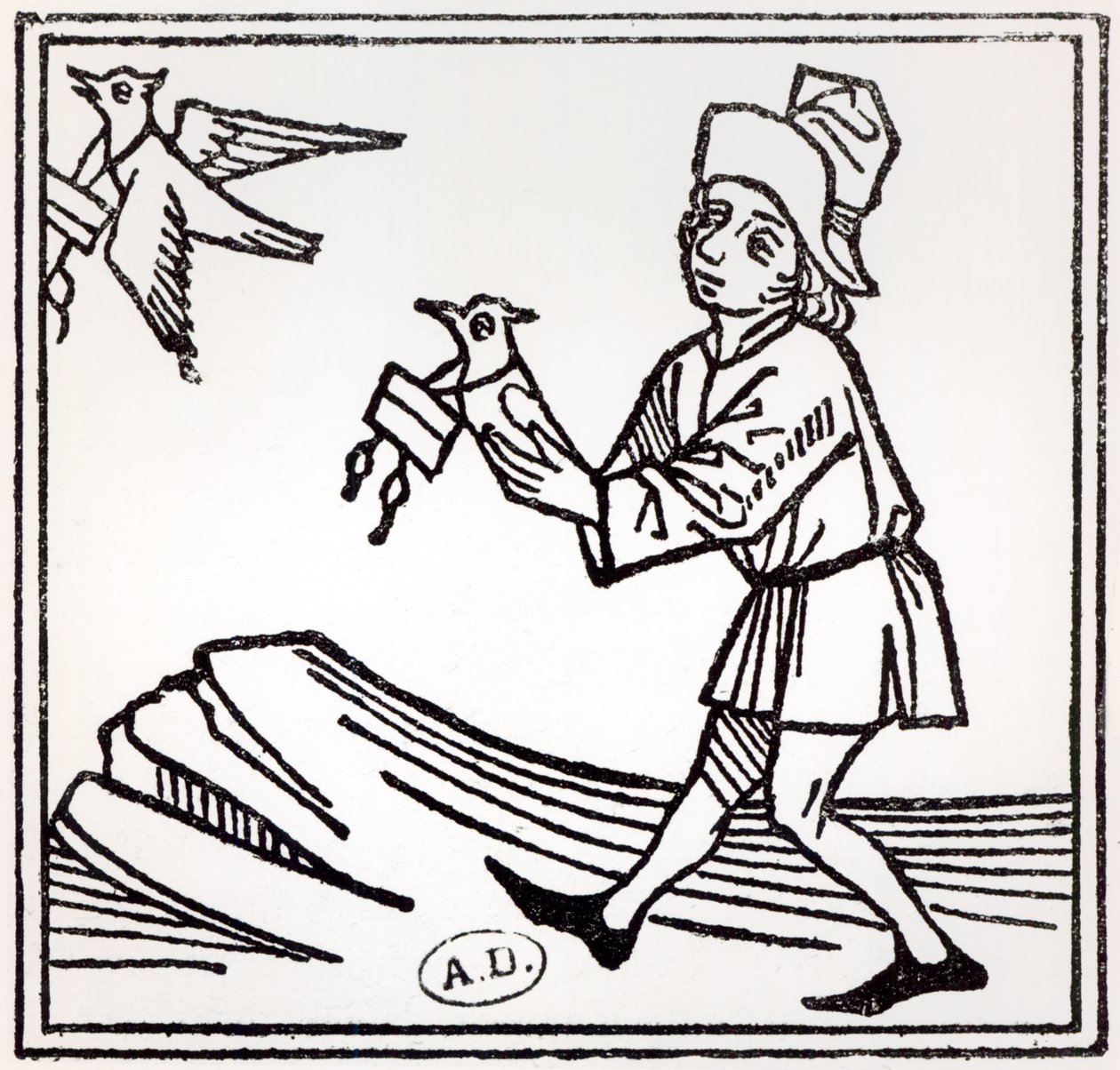 Sender et brev med Pigeon Post, 1488 af German School