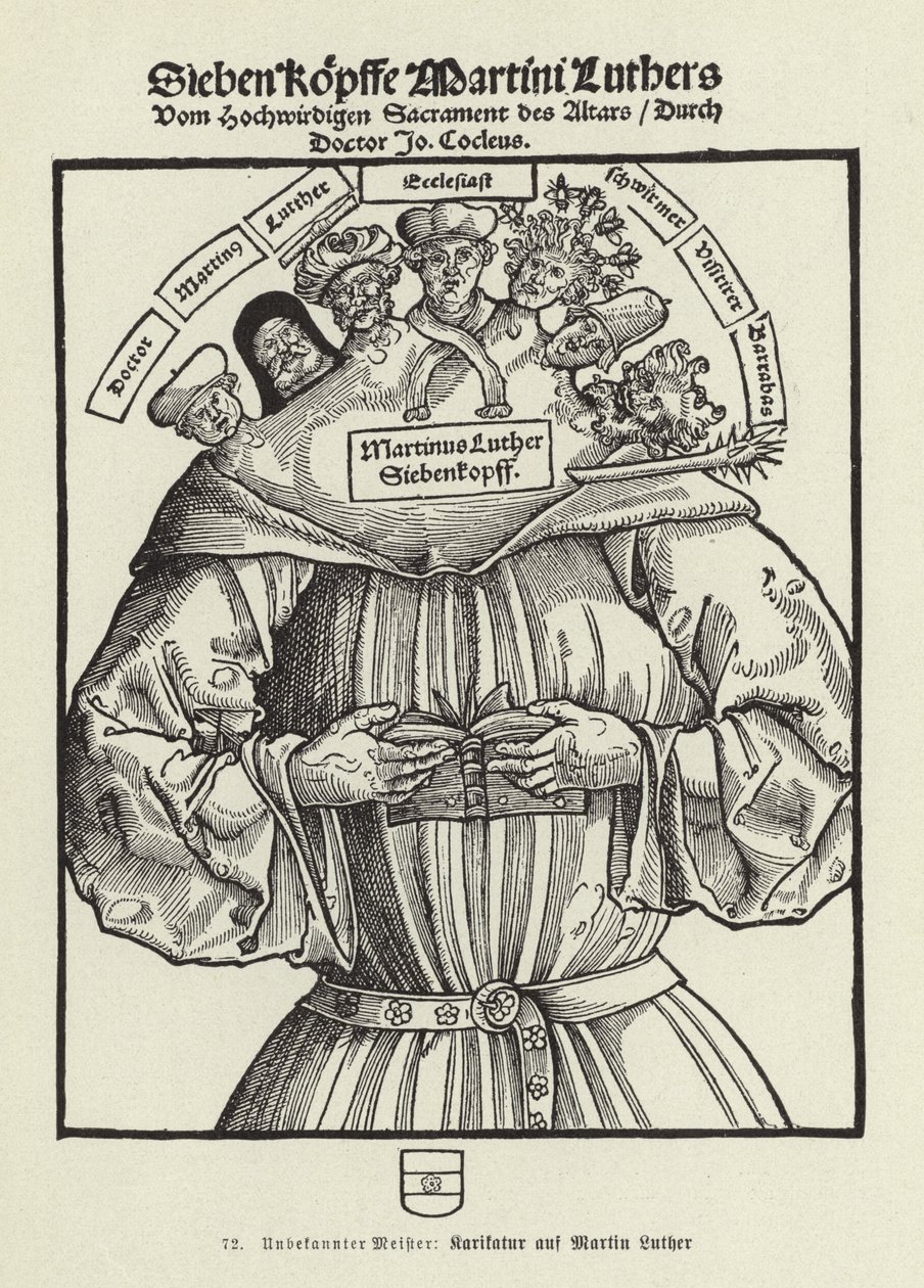 Martin Luthers syv hoveder (litografi) af German School