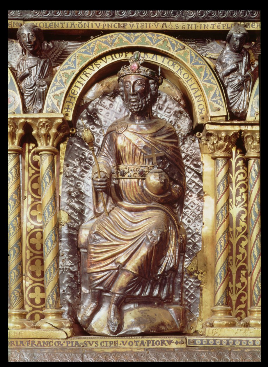 Helligdom for kejser Karl den Store (742-814), detalje af Henri IV (1050-1106) 1215 (guld & champleveemalje) af German School