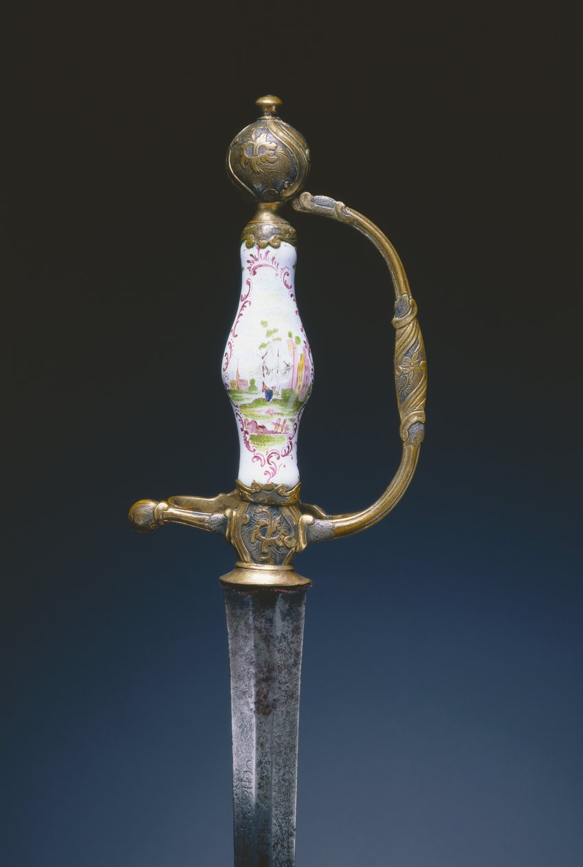 Lille sværd, ca. 1770 (stål, forgyldt messing og porcelæn) af German School
