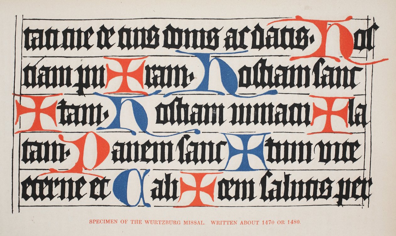 Prøve af Wurtzburg Missal, skrevet omkring 1470 eller 1480 af German School