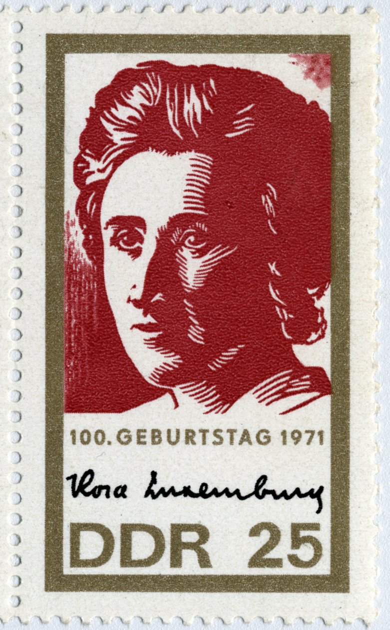 Frimærke, der repræsenterer Rosa Luxembourg (eller Luxembourg af German School