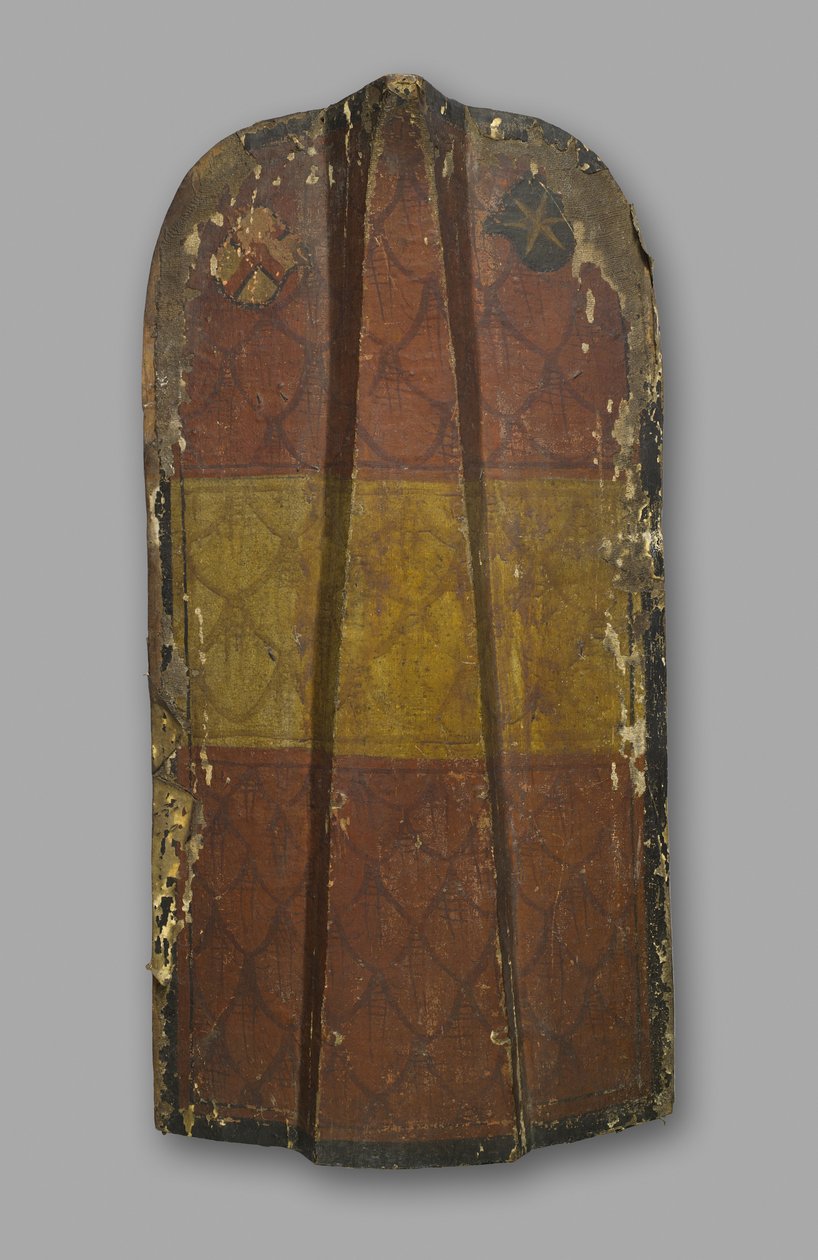 Standing pavise, Klausen, c.1480-90 (wood, iron, and boarskin) af German School
