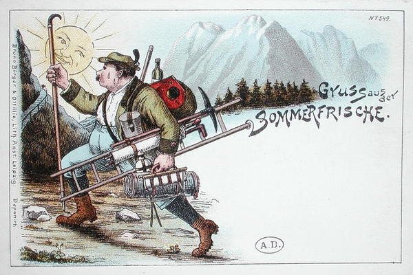 Sommerferiepostkort, slutningen af det 19. eller begyndelsen af det 20. århundrede (farve litho) af German School