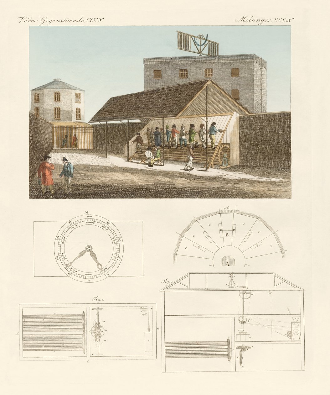 Svedmølle (farvet gravering) af German School