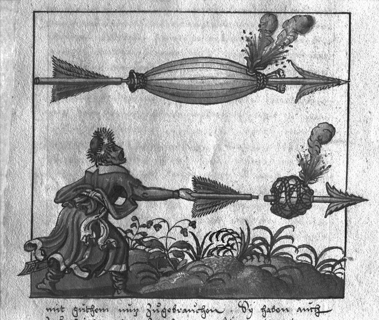 Tactical Use of Artillery: Incendiary Arrows, illustration fra L