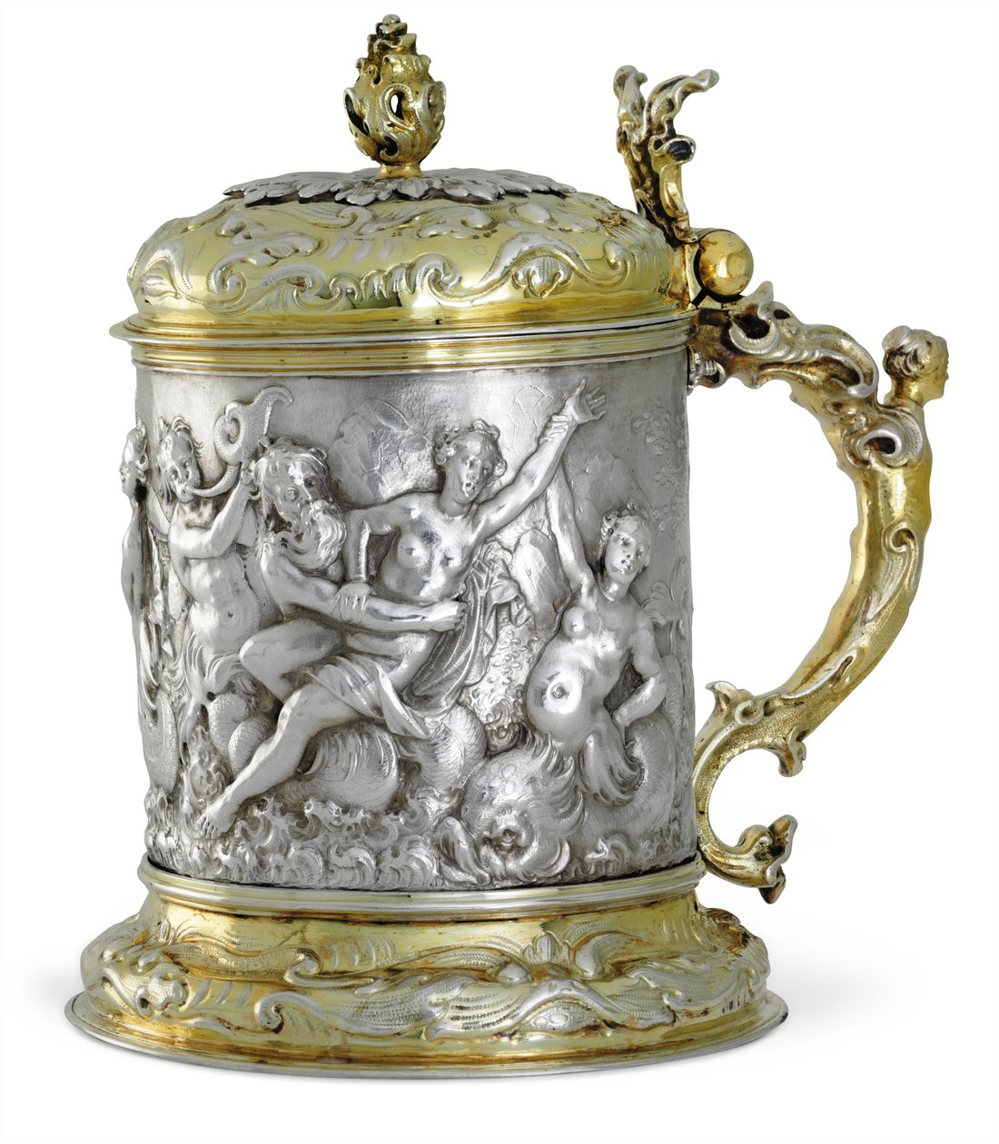 Tankard, sandsynligvis Hamborg, ca. 1660 (pakke forgyldt sølv) af German School