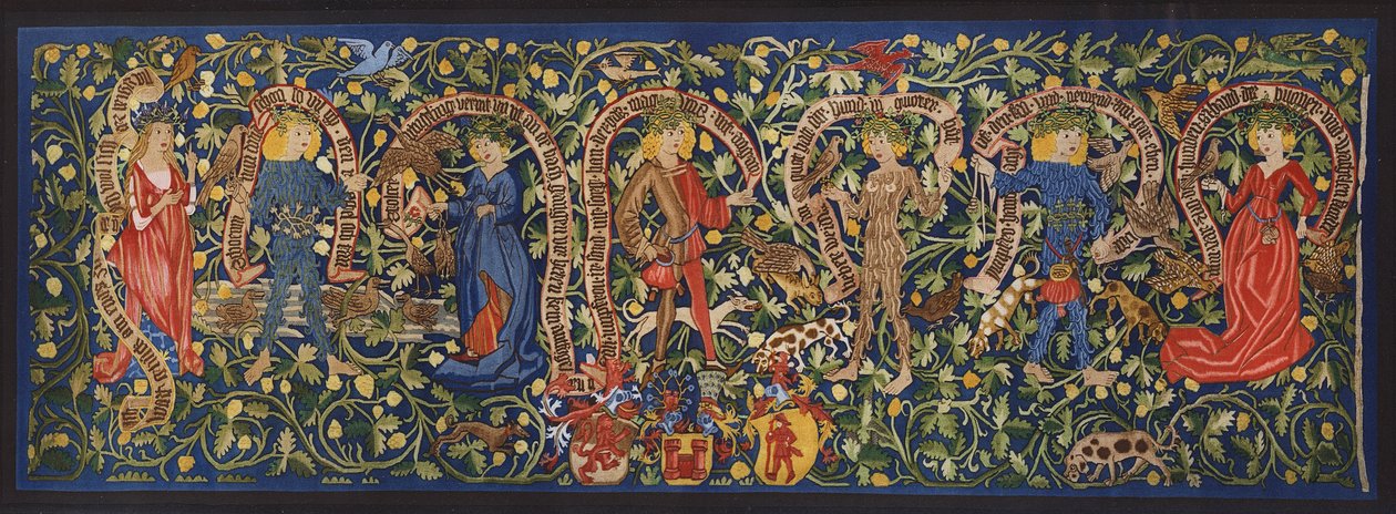 Billedtæppe med feer, Basel, ca. 1490 (farvelitografi) af German School