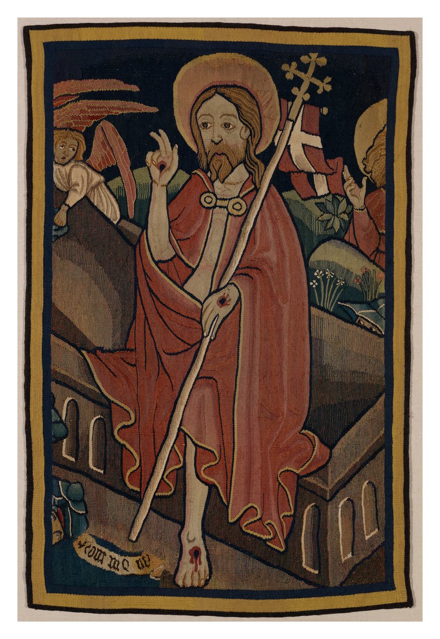 Billede af billedtæppe, der forestiller Kristi opstandelse, fra Nürnberg, ca. 1440 (uld og linned) af German School