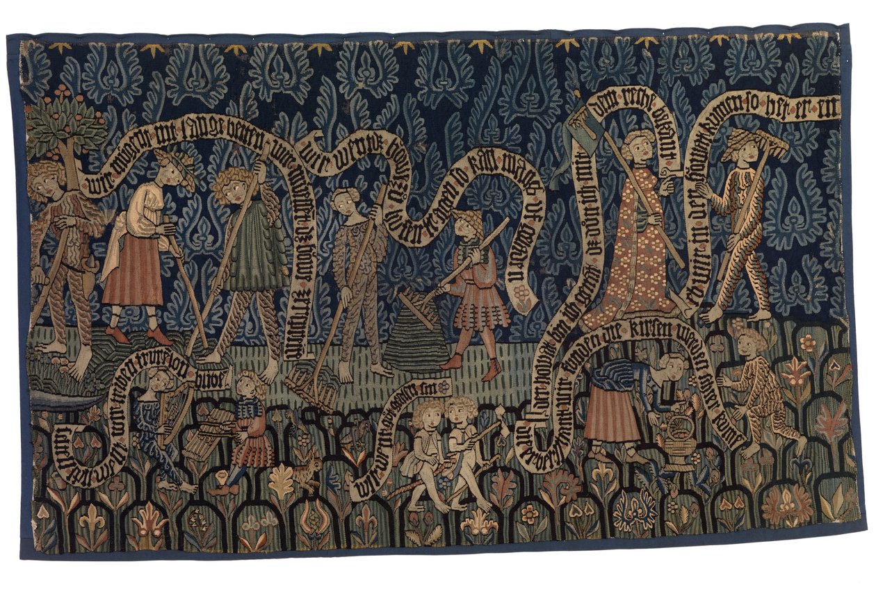 Gobelin, der illustrerer juli måned, ca. 1400-25 (uld og hør) af German School