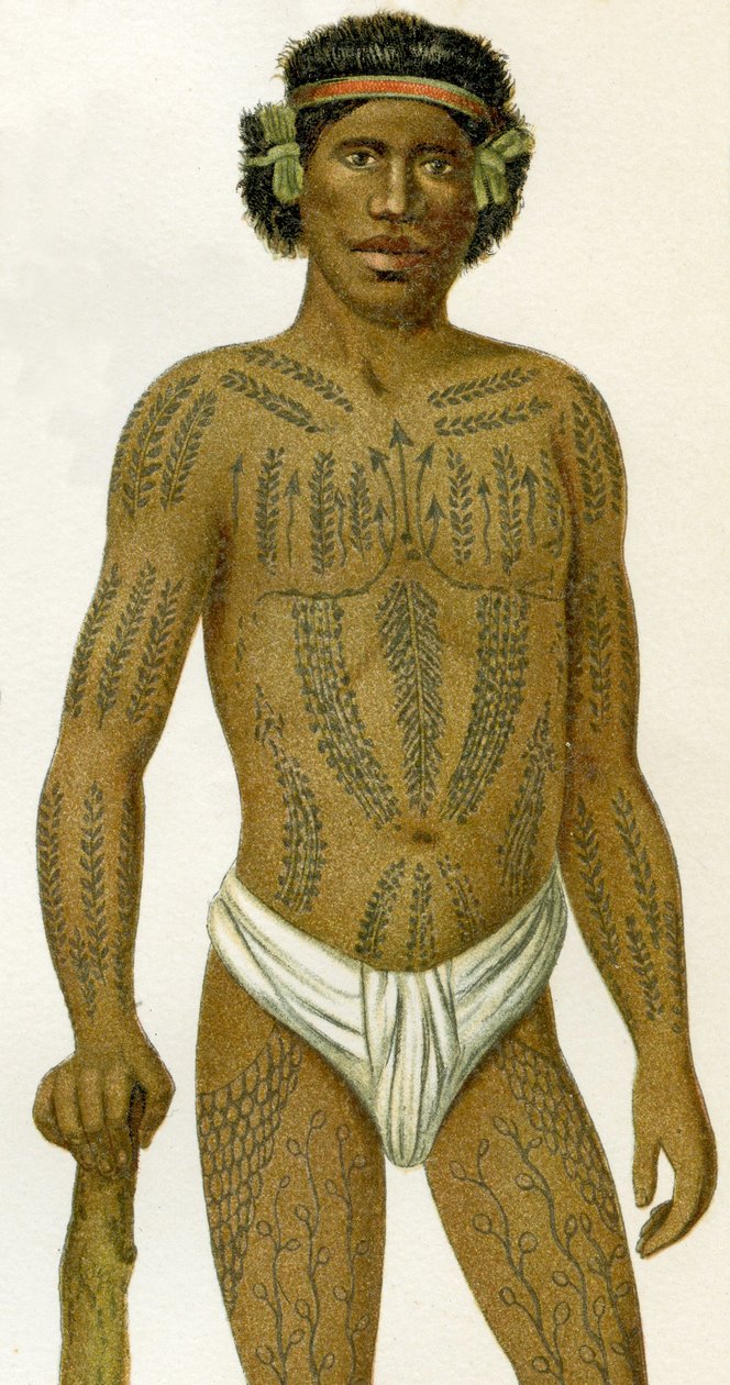 Tatoveret mand fra Caroline Islands, 1894 af German School