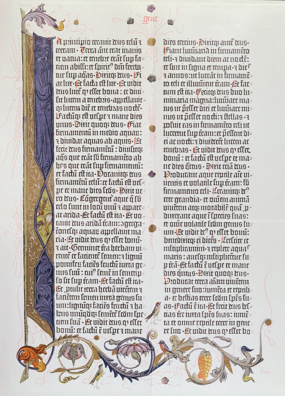 Den 36-linjers bibel, trykt af Gutenberg (vellum) af German School