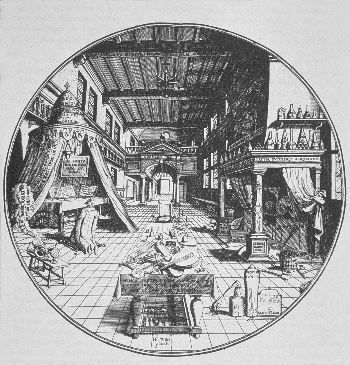 Alkymisten i hans laboratorium, fra Amphitheatrum Aeternae Sapientiae af Heinrich Kunrath (1609) illustreret i en magisk historie udgivet i slutningen af det 19. århundrede af German School
