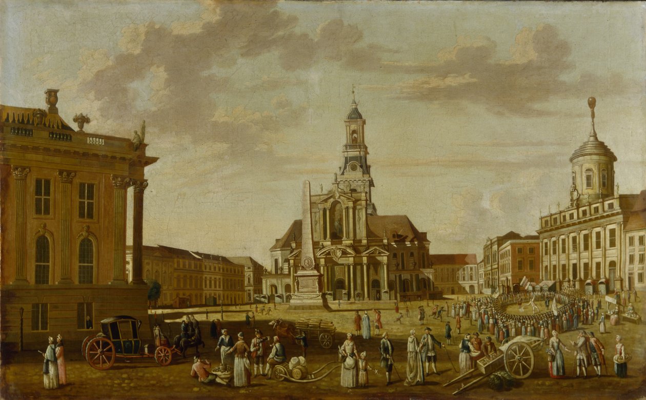 Alter Markt med Sankt Nikolaus-kirken og rådhuset, 1771 af German School