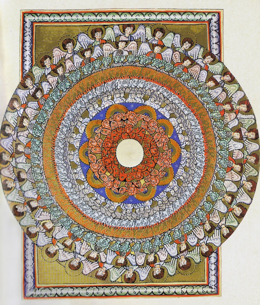 Englekoret. Miniature fra Liber Scivias af Hildegard af Bingen, ca. 1175 (akvarel på pergament) af German School