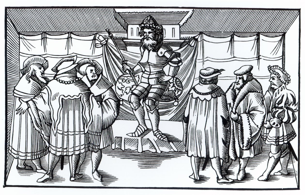 Court of a Baron, efter et træsnit i Cosmographie Universelle of Munster, udgivet 1552 af German School