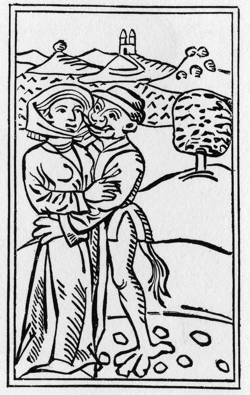 The Devil in Love of the Witch - Indgravering fra 1489 i "De Lamiis et Pythonicis Mulieribus"" af Ulrich Molitor"" af German School