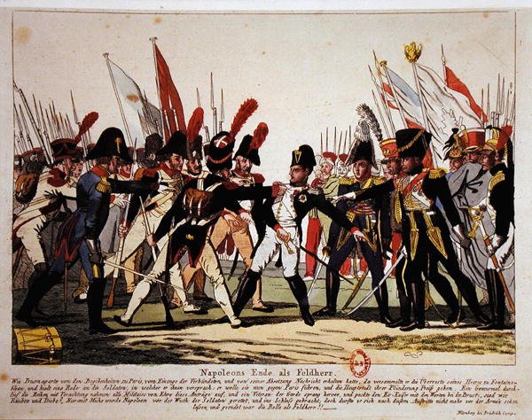The End of Napoleon (1769-1821) som general i 1815 (farve litho) af German School