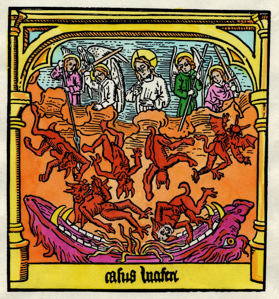 Lucifers og de oprørske engles fald, illustration fra en kopi af 