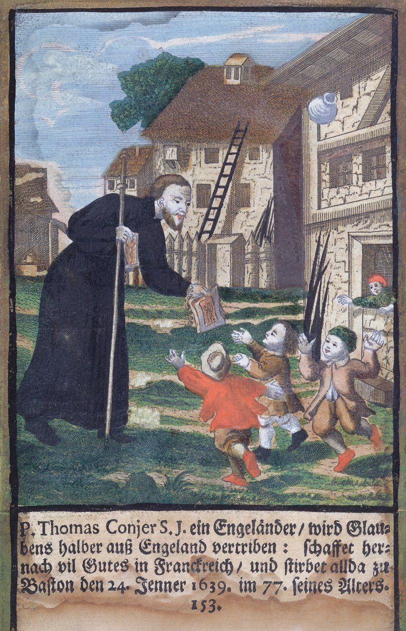 The Father Jesuit Thomas Conjer, der evangeliserer Frankrig, fra The Jesuits Martyrology, 1688 af German School
