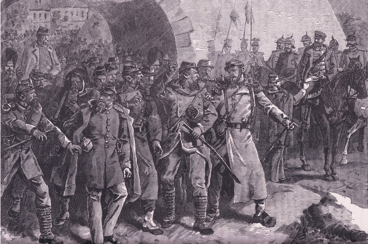 Den franske hær forlader Metz, Cassells historie om krigen mellem Frankrig og Tyskland udgivet af Cassell and Company Limited, ca. 1890 (litho) af German School