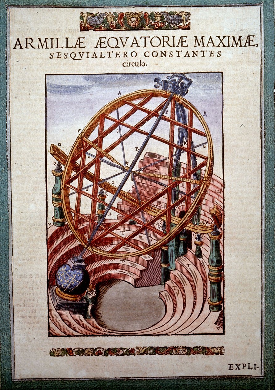 The Great Equatorial Armil i "The Mechanism of Astronomy" af Tycho Brahe (1546 - 1601), Wandsbeck af German School