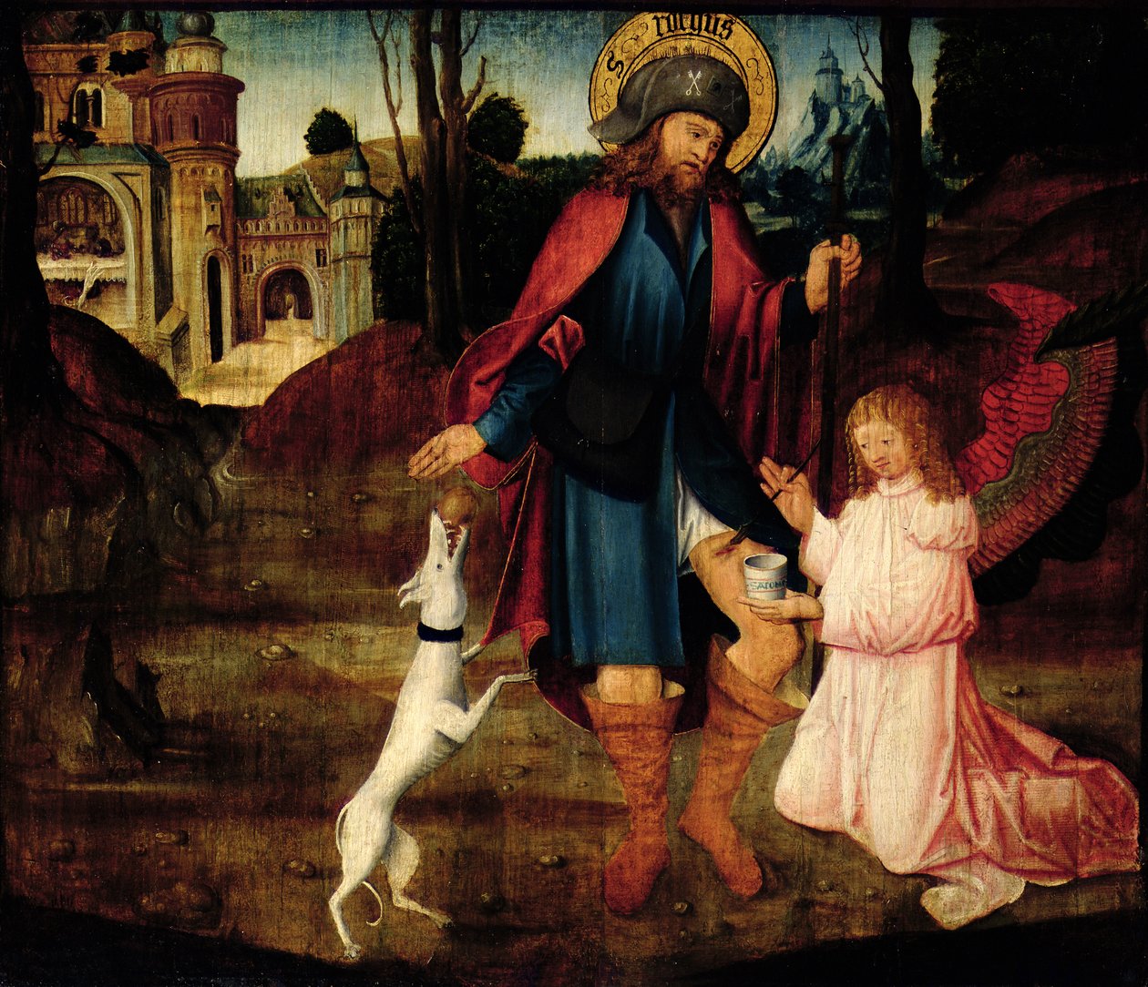 The Healing of Saint Roch (olie på træ) af German School