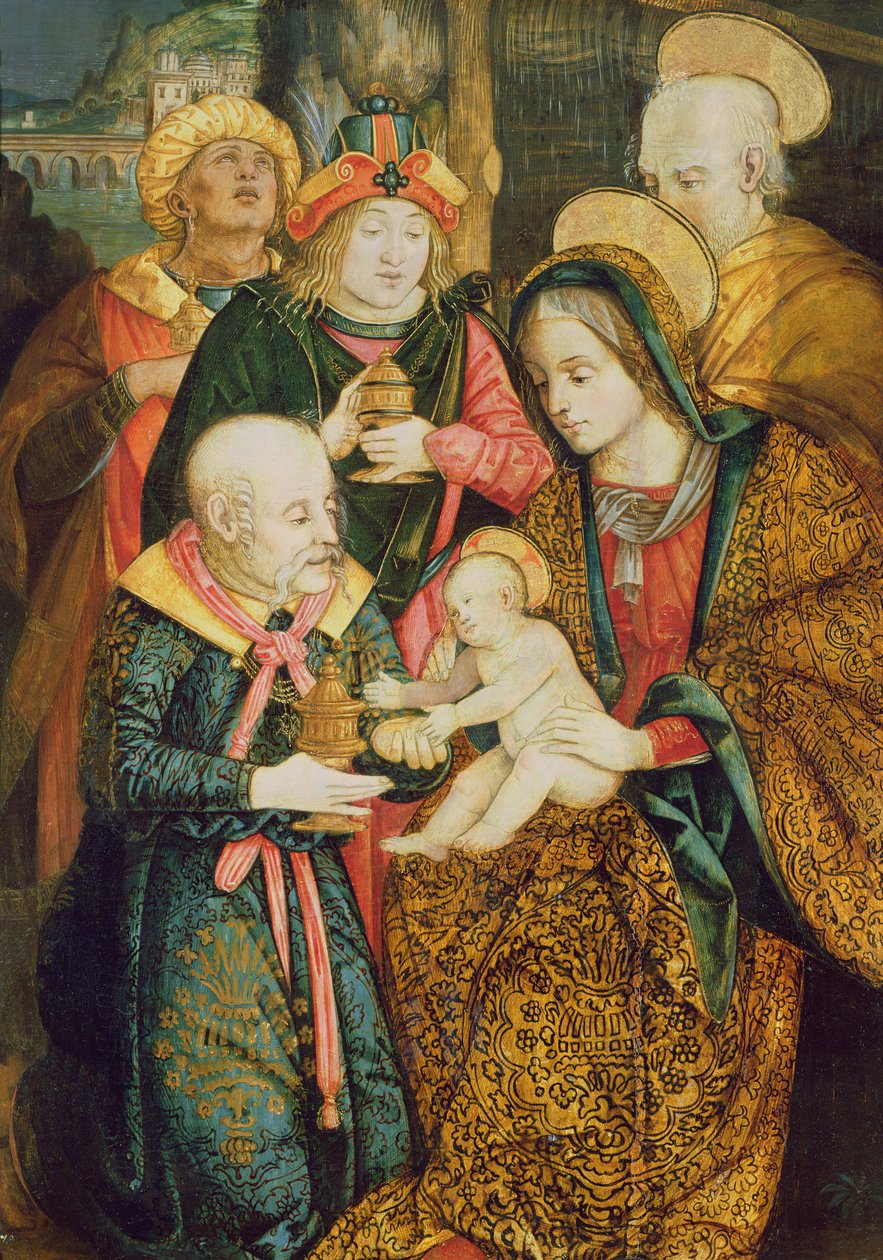 Den hellige familie og de tre magi af German School