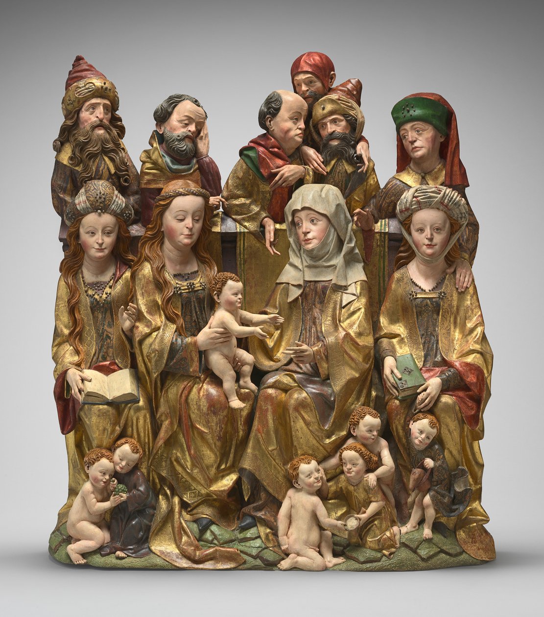 Det hellige slægtskab, ca. 1480-1490 (polykromeret træ) af German School