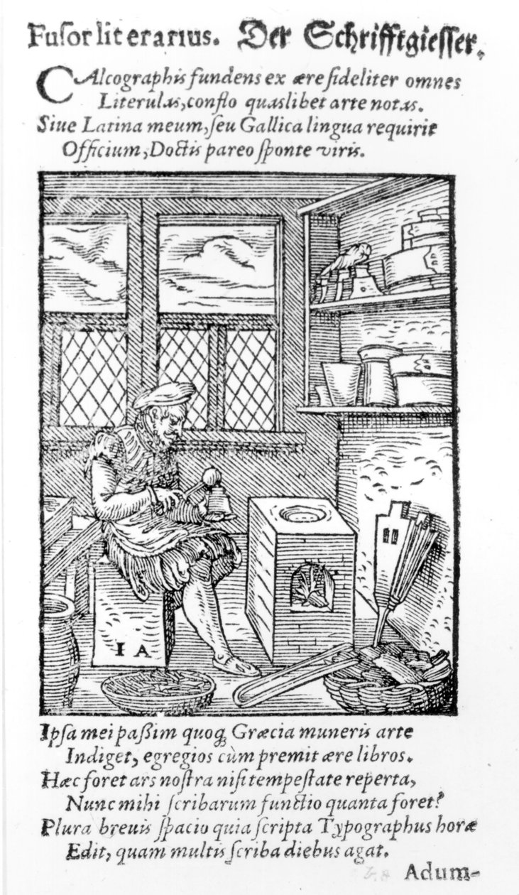 The Letter Plate Maker, udgivet af Hartman Schopper (træsnit) (b foto) af German School