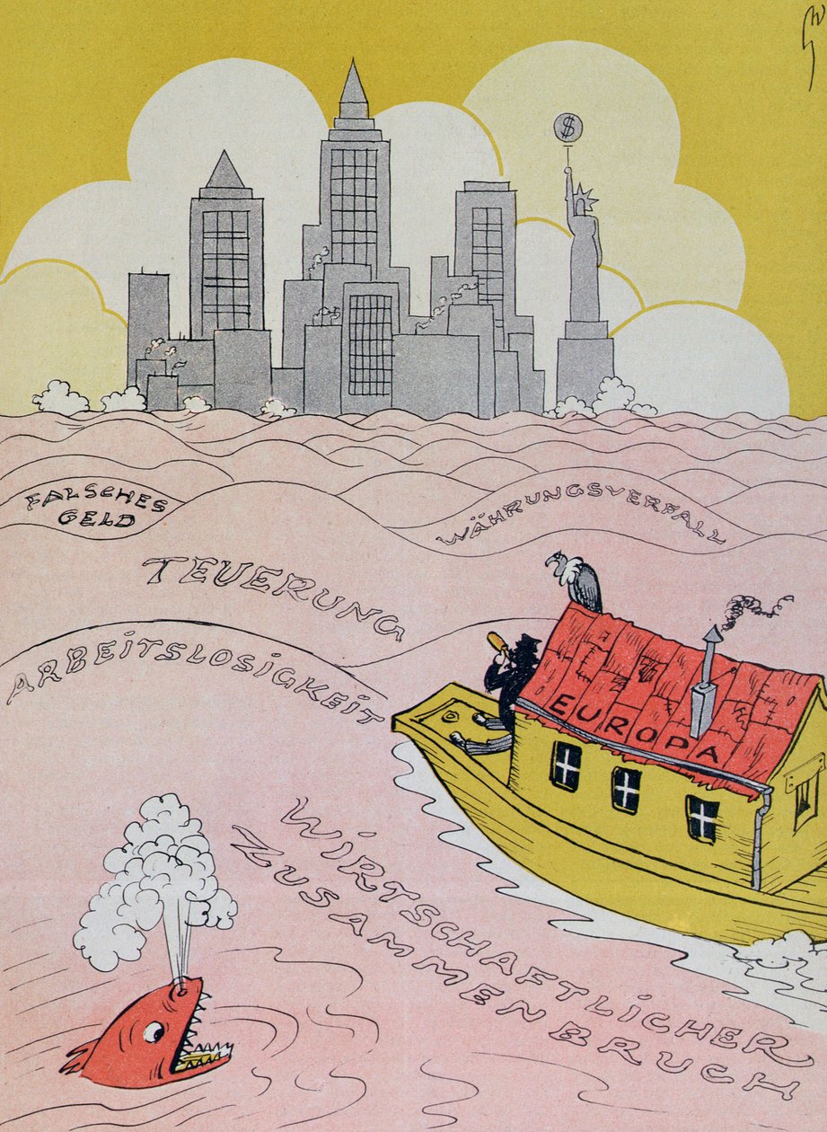 The New Deluge in the Old World, tegneserie med henvisning til den europæiske økonomiske krise i 1920
