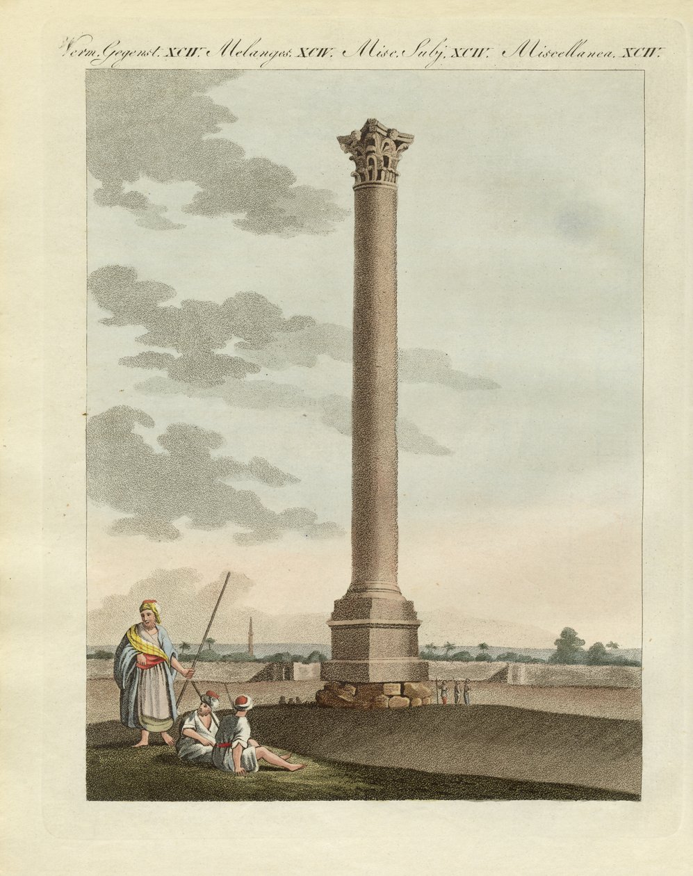 Den Pompeianske søjle (farvet gravering) af German School