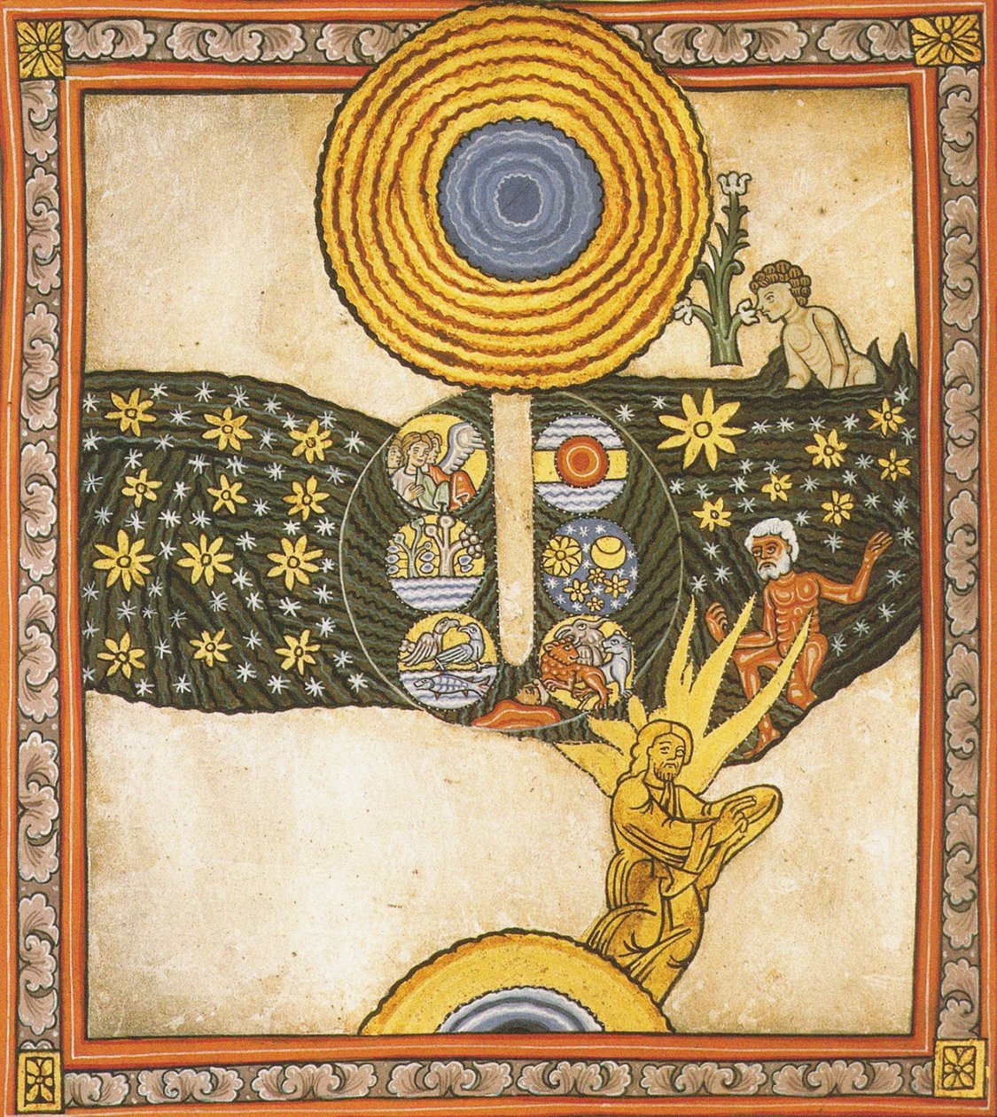 Forløseren. Miniature fra Liber Scivias af Hildegard af Bingen, ca. 1175 (akvarel på pergament) af German School