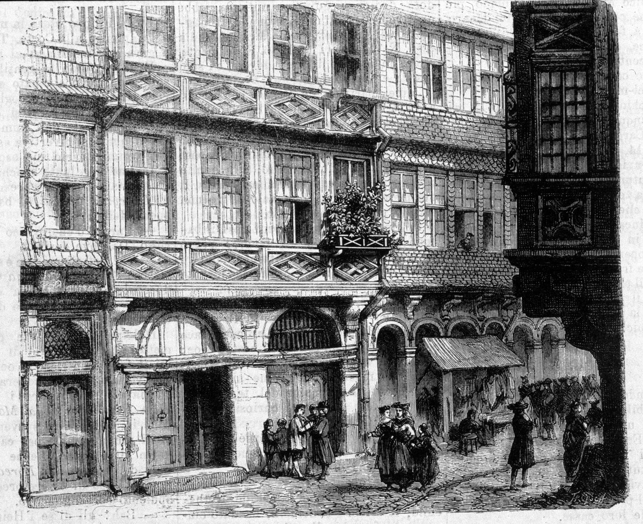 Rothschild-huset i ghettoen, Frankfurt (gravering) af German School